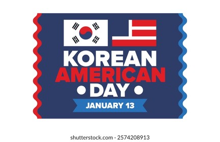 Korean American Day. Korean culture holiday in United States. Korean flag. American flag. Korean Americans. Happy celebration. Creative label. Poster art. Vector illustration