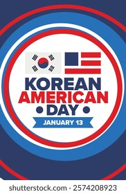 Korean American Day. Korean culture holiday in United States. Korean flag. American flag. Korean Americans. Happy celebration. Creative label. Poster art. Vector illustration