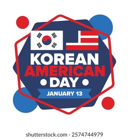 Korean American Day. Korean culture holiday in United States. Korean flag. American flag. Korean Americans. Happy celebration. Creative label. Poster art. Vector illustration