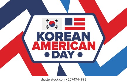 Korean American Day. Korean culture holiday in United States. Korean flag. American flag. Korean Americans. Happy celebration. Creative label. Poster art. Vector illustration