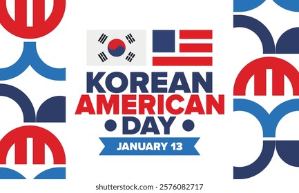 Korean American Day. Korean culture holiday in United States. Korean flag. American flag. Korean Americans. Happy celebration. Creative label. Poster art. Vector illustration