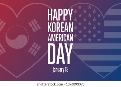 Korean American Day. January 13. Holiday concept. Template for background, banner, card, poster with text inscription. Vector EPS10 illustration