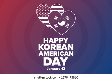 Korean American Day. January 13. Holiday concept. Template for background, banner, card, poster with text inscription. Vector EPS10 illustration