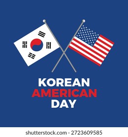 Korean American Day poster vector illustration. Flag of South Korea and American flag icon. Template for background, banner, card. January 13 every year. Important day