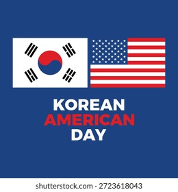 Korean American Day poster vector illustration. Flag of South Korea and American flag icon set. Template for background, banner, card. January 13 every year. Important day