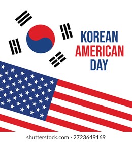 Korean American Day poster vector illustration. Flag of South Korea and American flag together vector. Template for background, banner, card. January 13 every year. Important day