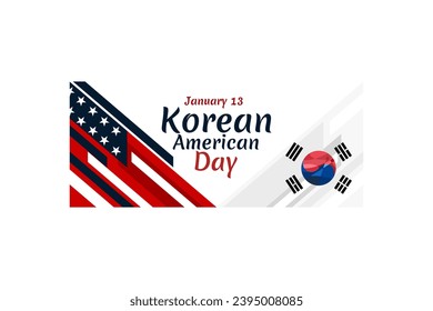 Korean American Day vector. Flag of South Korea and American flag icon vector isolated. Suitable for greeting card, poster and banner.