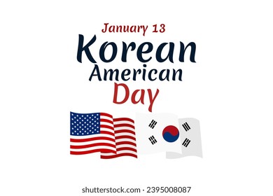 Korean American Day vector. Flag of South Korea and American flag icon vector isolated. Suitable for greeting card, poster and banner.