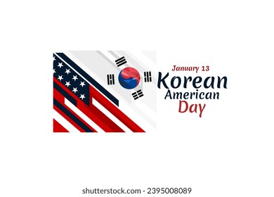 Korean American Day vector. Flag of South Korea and American flag icon vector isolated. Suitable for greeting card, poster and banner.