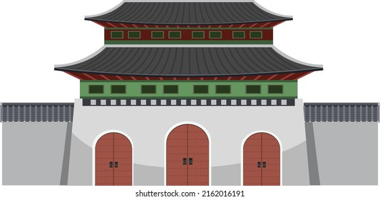 Korean ancient palace on white background illustration