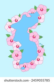 Korean Anniversary Illustration with Rose of Sharon.