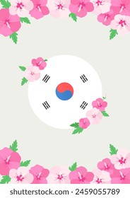 Korean Anniversary Illustration with Rose of Sharon.