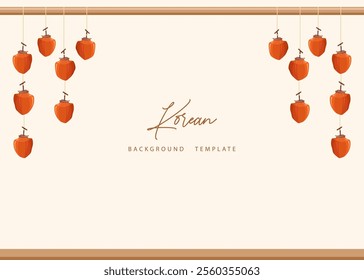 Korean background with hanging dried persimmons