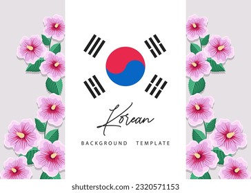Korean background and Mugunghwa Hibiscus Syriacus (Korean National Flower)  Rose Sharon