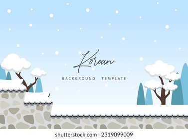 Korean background, with traditional stone fence in the winter season