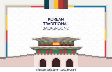 Korean Background vector illustration. Frame with Korean traditional building.