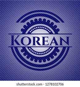 Korean badge with denim background