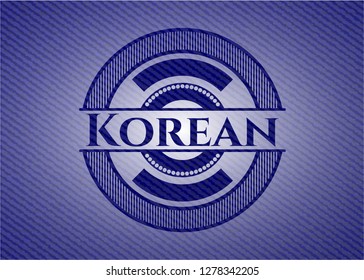 Korean badge with denim background