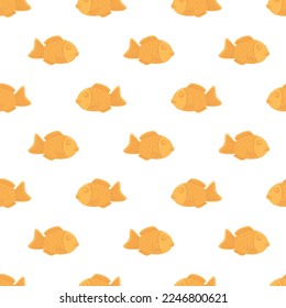 Korean bangeo-pang taiyaki pastry seamless pattern in flat detailed style. Vector asian food dessert background illustration