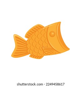 Korean bangeo-ppang taiyaki pastry in flat detailed style. Isolated vector asian food dessert illustration