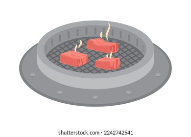 Korean bbq grill on white background