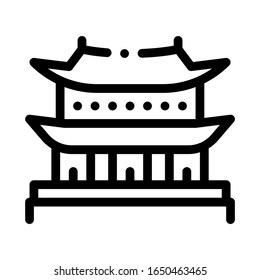 Korean Building Icon Vector. Outline Korean Building Sign. Isolated Contour Symbol Illustration