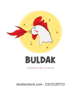 Korean Buldak Spicy Chicken Illustration Logo