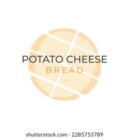 Korean Cheese Potato Bread Simple Vector Illustration Logo