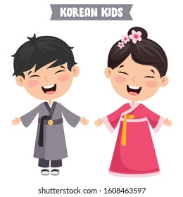 Korean Children Wearing Traditional Clothes