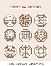 Korean, Chinese, Japanese, Asian oriental traditional patterns