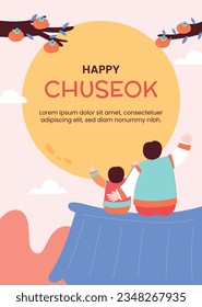 antecedentes del festival korean Chuseok. Feliz celebración del festival Chuseok. Chuseok (Traducción - Día de Acción de Gracias coreano). Ilustración vectorial. Cartel, cartel, tarjeta de felicitación. festival de cosecha de mediados de otoño