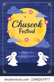 antecedentes del festival korean Chuseok. Feliz celebración del festival Chuseok. Chuseok (Traducción - Día de Acción de Gracias coreano). Ilustración vectorial. Cartel, cartel, tarjeta de felicitación. festival de cosecha de mediados de otoño