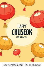 korean Chuseok festival background. Happy Chuseok festival celebration. Chuseok (Translation - Korean Thanksgiving Day). Vector illustration. Poster, Banner, Greeting Card. mid autumn harvest festival