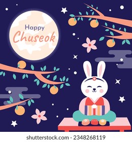 korean Chuseok festival background. Happy Chuseok festival celebration. Chuseok (Translation - Korean Thanksgiving Day). Vector illustration. Poster, Banner, Greeting Card. mid autumn harvest festival