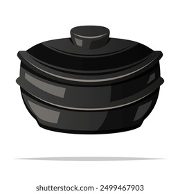 Korean clay pot soup bowl vector isolated illustration