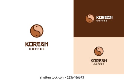 korean coffee logo design concept vector