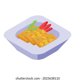 Korean cookies icon isometric vector. Korea food. Fish meal