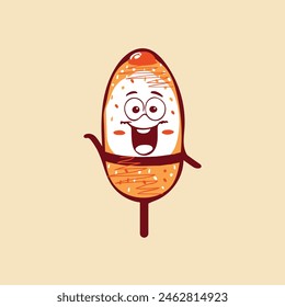 Korean corn dog cartoon character food vector illustration.
