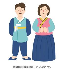 A korean couple in hanboks