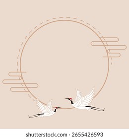 Diseño coreano del marco de la ilustración de la grúa