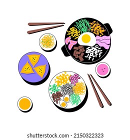 Korean Cuisine Abstract Concept Vector Illustration. Oriental Cuisine Restaurant Menu, Korean Food Delivery, Gourmet Market, Asian Spice, Meal Takeout, Traditional Eating Abstract Metaphor.