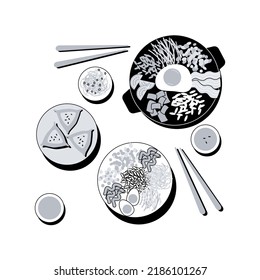 Korean cuisine abstract concept vector illustration. Oriental cuisine restaurant menu, korean food delivery, gourmet market, asian spice, meal takeout, traditional eating abstract metaphor.