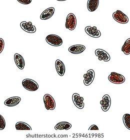 korean cuisine food asian vector seamless pattern thin line illustration