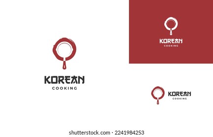 koreanisches Küchenlogo, koreanisches Lebensmittellogo. koreanisches kulinarisches Logo