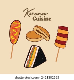 Korean Cuisine Vector Illustration. Good for Doodles and Other Graphic Assets