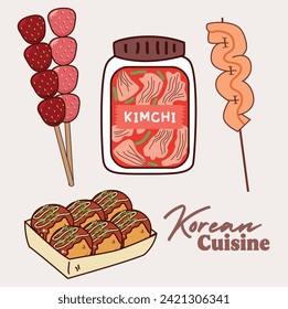 Korean Cuisine Vector Illustration. Good for Doodles and Other Graphic Assets