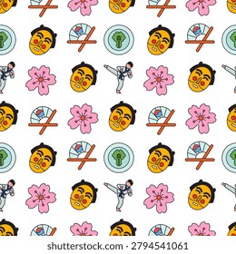 Korean Culture and Tradition Seamless Pattern Collection