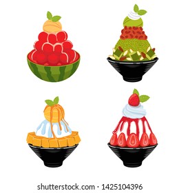 Korean dessert set, sweet dessert, bingsu cafe, ice dessert