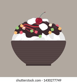 Korean dessert shaved ice (bingsu). Food vector illustration EPS10