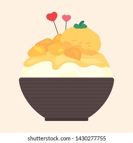 Korean dessert shaved ice (bingsu). Food vector illustration EPS10